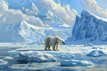 Wall Mural - polar bear on ice