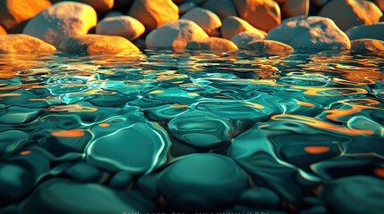 Wall Mural - Abstract Water Ripples with Stone Reflections