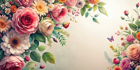 Wall Mural - Floral beauty centered on a background, flowers, floral, beautiful, centerpiece,background, nature, petals, spring, summer