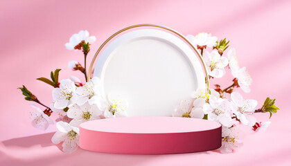 Sticker - Pink Podium with Spring Flowers