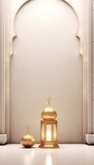 Poster - Golden Lantern with Islamic Arch