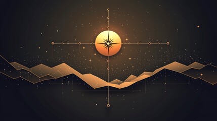 Celestial Star and Mountain Range