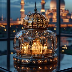 Wall Mural - Ornate Lanterns with City Lights