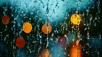 Canvas Print - Slow Motion of Rain Falling on Window