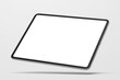 © Regi Munandar - tablet pad pro 13 inch tablet display screen gadget mobile device with digital pencil responsive realistic mockup design template isolated in gray background 3d render illustration floating view