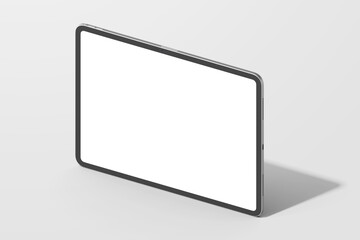 tablet pad pro 13 inch tablet display screen gadget mobile device responsive realistic mockup design template isolated in gray background 3d render isometric illustration