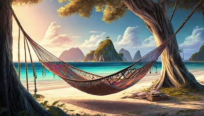 Sticker - hammock on the beach