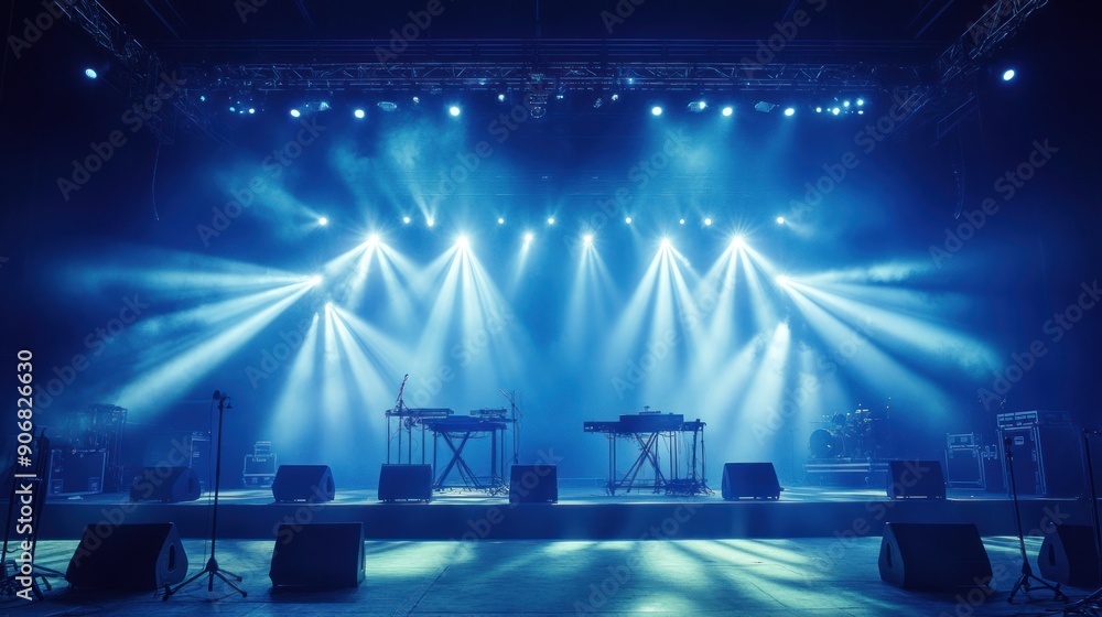 Concert stage with effect LED lighting spotlights performance ...