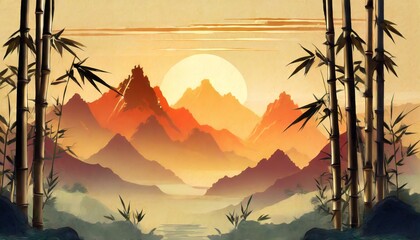 Wall Mural - sunset in the mountains