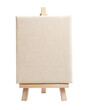 © kanoktuch - Rectangle canvas panel on wooden easel, featuring a blank surface ready for painting. Perfect for artists and students. Isolated on transparent background, png.