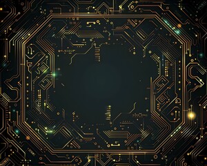 Canvas Print - Sleek Modern Tech Frame with Circuit Board Design on Dark Background