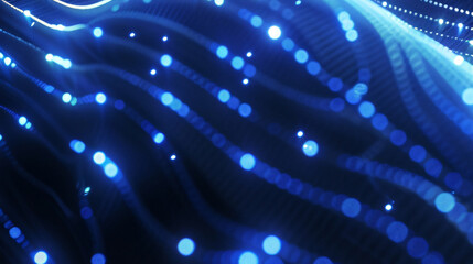 Wall Mural - A multitude of glowing blue optical fibers spreading light in dark blue ambiance. Abstract background.
Top view: white and blue hitech glowing splines