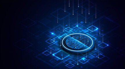 Leinwandbilder - Abstract technology circuit board background. Fingerprint scanning cybersecurity concept. modern technology innovation concept background	