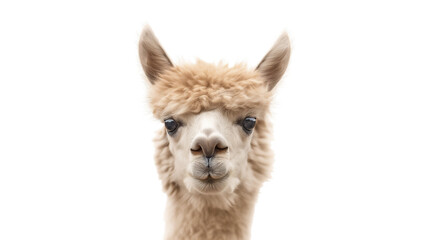 A brown and white llama with a big nose and a long, bushy mane