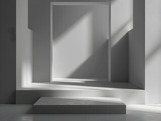 Poster - minimalist frame with sleek black lines and open space on light grey background