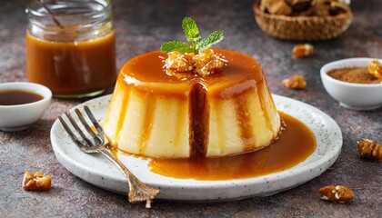 Condensed milk pudding. Brazilian traditional dessert.