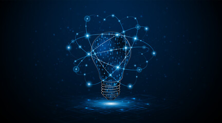 Fototapete - Electric or creative light bulb. Global internet connection concept for business. advanced digital technology	