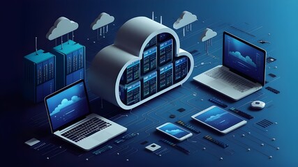 Free Photo The concept of cloud computing and remote data storage generative Ai