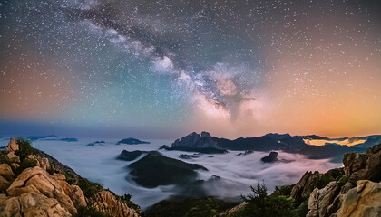 Space nebula and galaxy