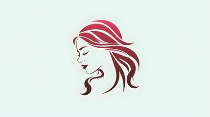 Logo for beauty studio, cosmetics producats,woman hair saloon, Beautiful woman face and hair beauty with Vector illustration. Beauty women hair style and beauty center  icon logo design