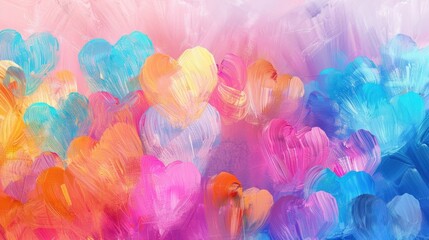 Wall Mural - abstract colorful heart shapes on a pastel background. vibrant and artistic.
