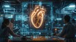 © Emiliia - Scientists interact with a holographic heart model within a high-tech lab focused on medical research and innovation.