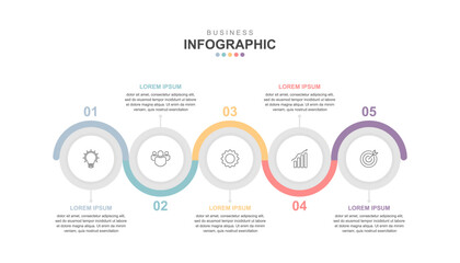 Wall Mural - infographic elements template, business concept with 5 steps, workflow layout, icons, diagram, repor