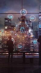 Wall Mural - data protection using artificial intelligence. 3d render
