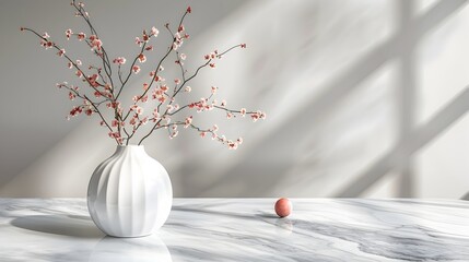 Canvas Print - Sleek Marble Table Against Minimalist Background for Luxury Product Display