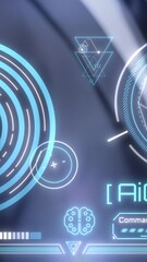 Wall Mural - businessman and holographic infographic of artificial intelligence.
