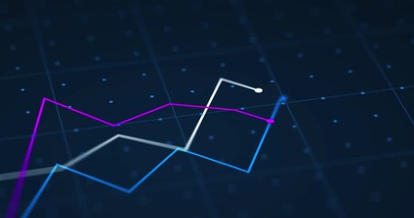 Aufkleber - Hologram, graph lines and increase on dark background for finance, stock trading and cryptocurrency. Inflation, digital overlay and chart, statistics and data for internet, fintech and profit growth