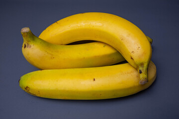 Ripe yellow bananas bunch on white background. File contains clipping path.