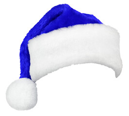 Wall Mural - Santa Claus hat or Christmas blue cap isolated on transparent background