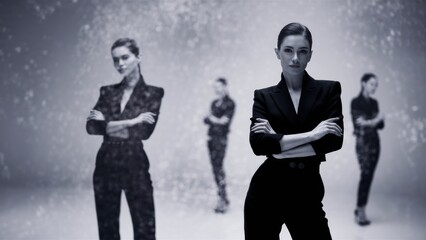 Wall Mural - A woman in a business suit standing with her arms crossed, AI