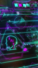 Wall Mural - animated three-dimensional space of the digital world.