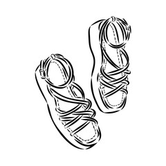 Wall Mural - strap sandal outline drawing vector, strap sandal in a sketch style,