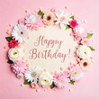 © Svetlanamax - Floral 'Happy Birthday' Card with Pink and White Flowers