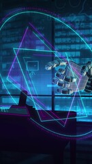 Wall Mural - interaction with artificial intelligence in the digital space.