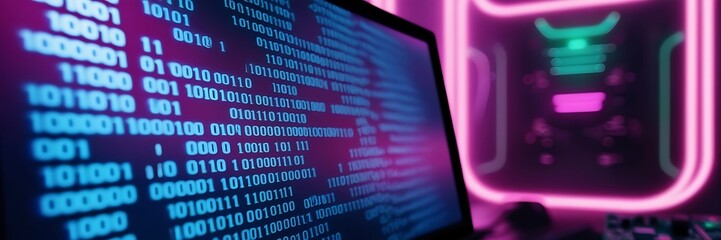  code visible on the screen, highlighting logical sequences and systematic order in software development.
