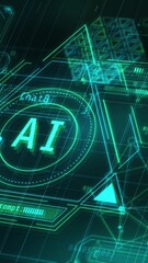 Wall Mural - data array with artificial intelligence in virtual space.