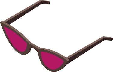 Wall Mural - Pair of sunglasses with pink lenses lying on white background