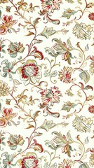 Sticker - Vintage Floral Pattern on Light Background