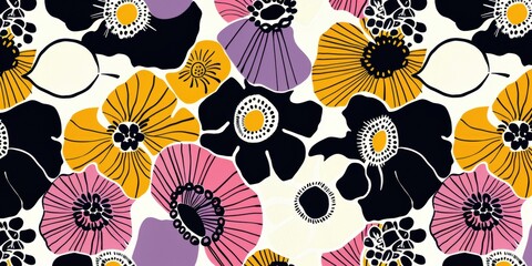 Sticker - Vibrant Floral Pattern with Colorful Elements