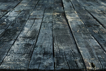 Poster - A wooden table with a blue background.