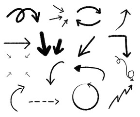 Set of simple arrow icons. Handwriting, lines, top and bottom, left and right