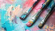 © TheWaterMeloonProjec - Acrylic paints in pastel hues on a painted background Painting tutorial for home leisure