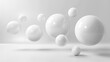 © Hanna - white abstract bubbles round circles background, white minimalistic abstract background with white room and spheres with soft light and shadows