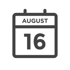 Wall Mural - August 16 Calendar Day or Calender Date Deadline or Appointment