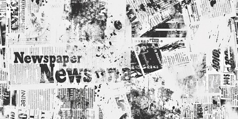 Newspaper background with text Newspaper, newspaper texture collage of vintage black and white paper, grunge news pattern design for decoration or backdrop