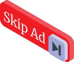 Wall Mural - Red skip ad button with arrow allowing users to skip advertisement on website or application